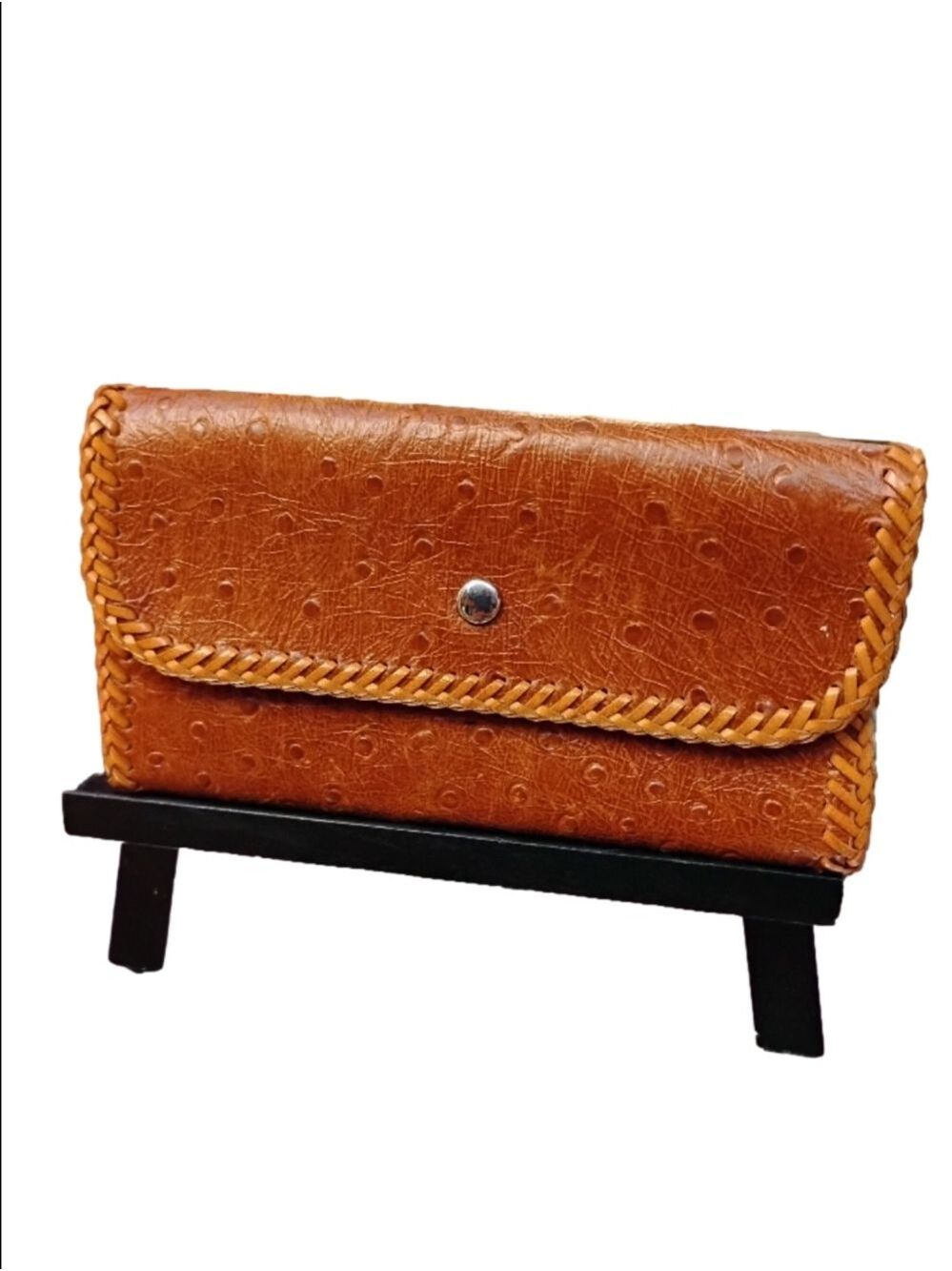 Vintage handmade leather wallet. Hand tooled.